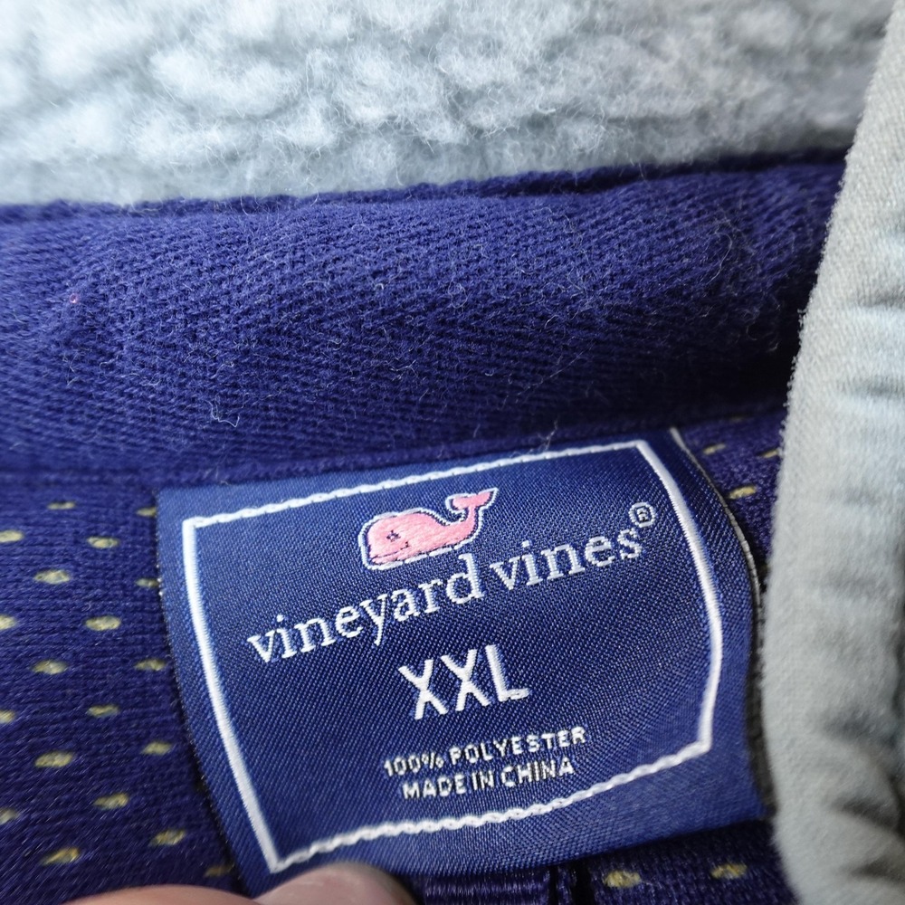 Vineyard Vines Vest Mens 2XL Gray Green Fleece Quilted Full Zip Jacket Preppy - Picture 5 of 12